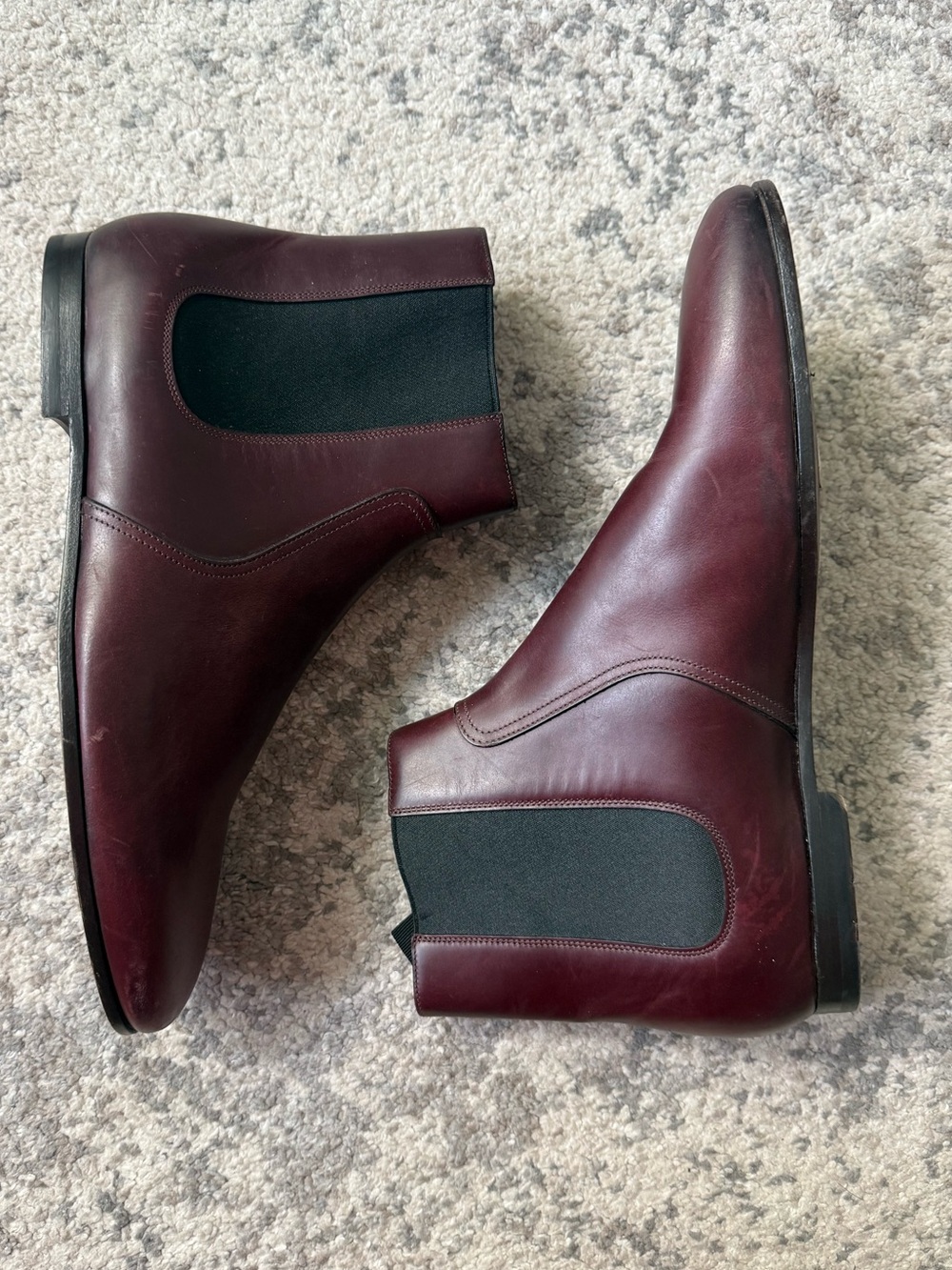 Burberry Men's Burgundy Leather Steadmill Chelsea Boots